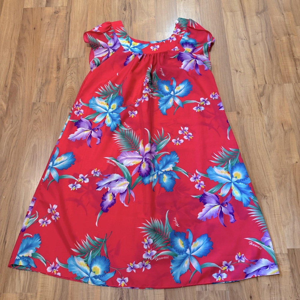 VTG Royal Creations Hawaii Pink Floral Women’s L Lightweight House Dress Midi